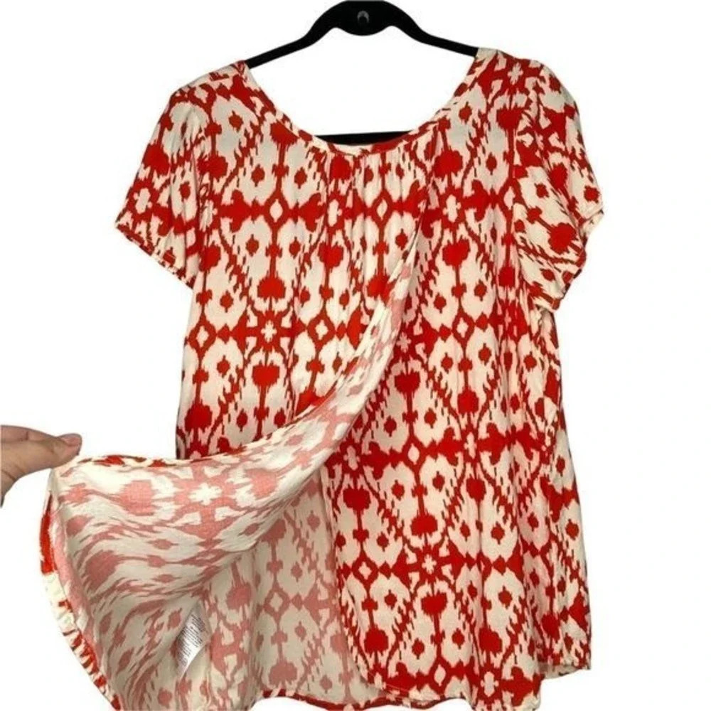 Kavu Bernice Ikat Print Split Back Top Size Small
